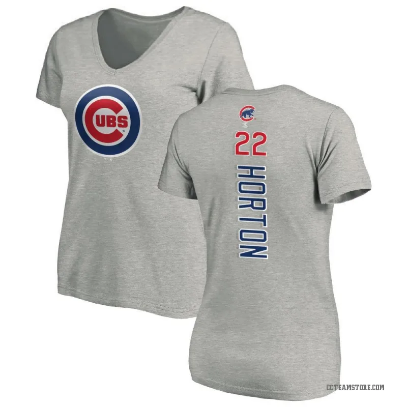 Cade Horton Women's Ash Chicago Cubs Backer Slim Fit T-Shirt -