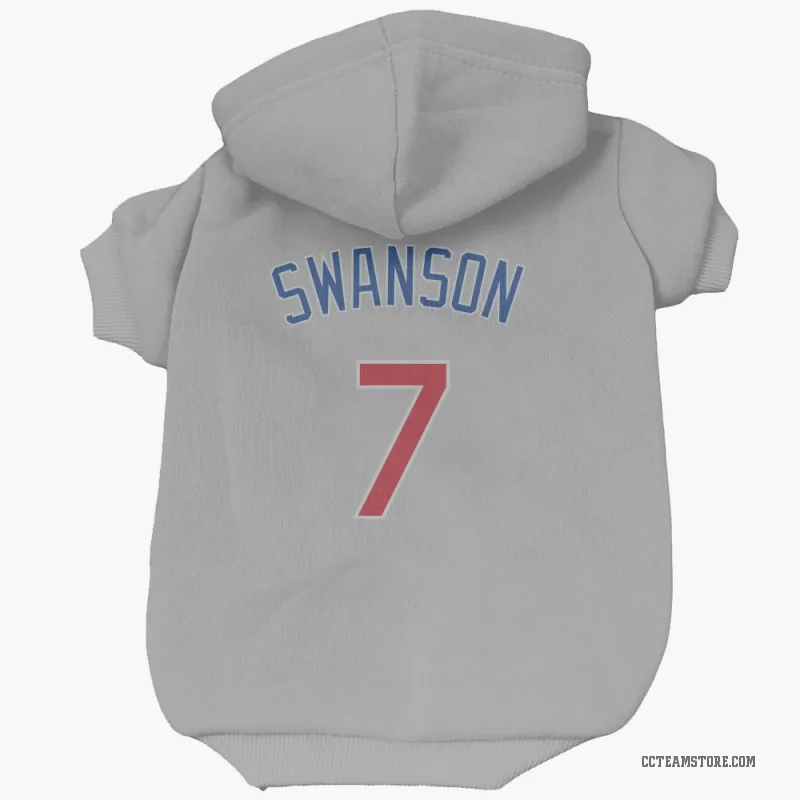 Dansby Swanson Gray Chicago Cubs Cat & Dog Pet Hoodie
