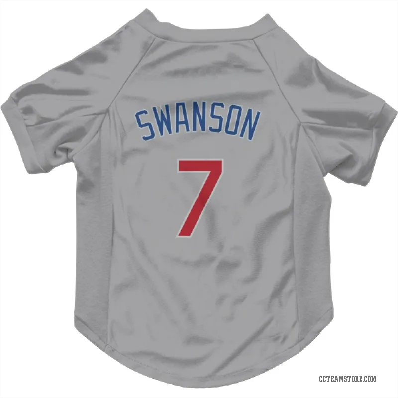 Dansby Swanson  Gray Chicago Cubs  Cat & Dog Pet Jersey