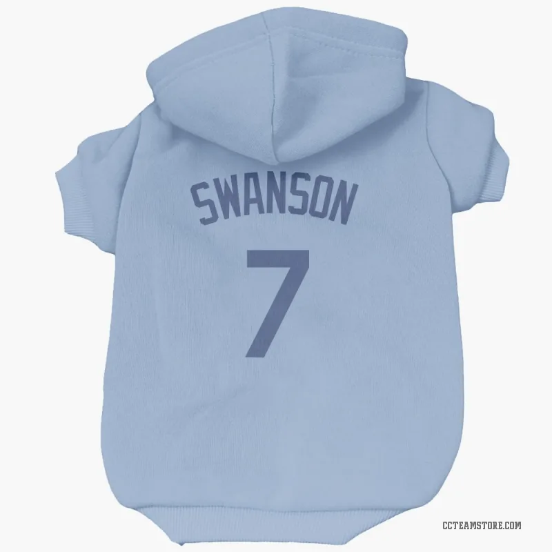 Dansby Swanson Light Blue Chicago Cubs Cat & Dog Pet Hoodie