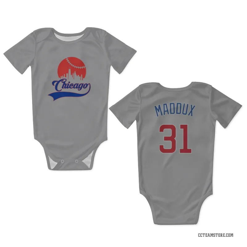 Greg Maddux Gray Chicago Cubs Newborn & Infant Bodysuit