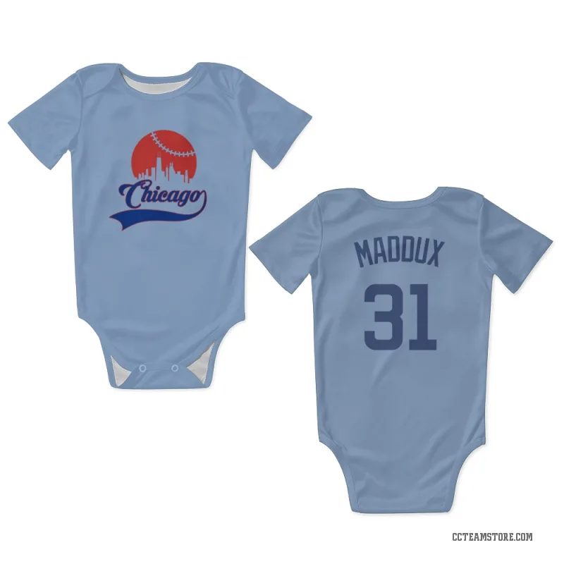 Greg Maddux  Light Blue Chicago Cubs  Newborn & Infant Bodysuit