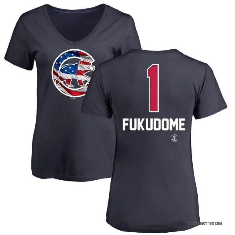 Kosuke Fukudome Women's Navy Chicago Cubs Name and Number Banner Wave V-Neck T-Shirt -
