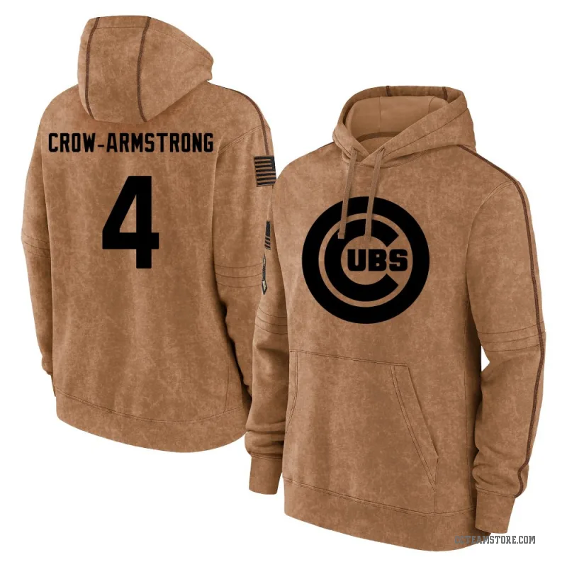 Pete Crow-Armstrong Men's Brown Chicago Cubs 2023 Salute to Service Club Pullover Hoodie