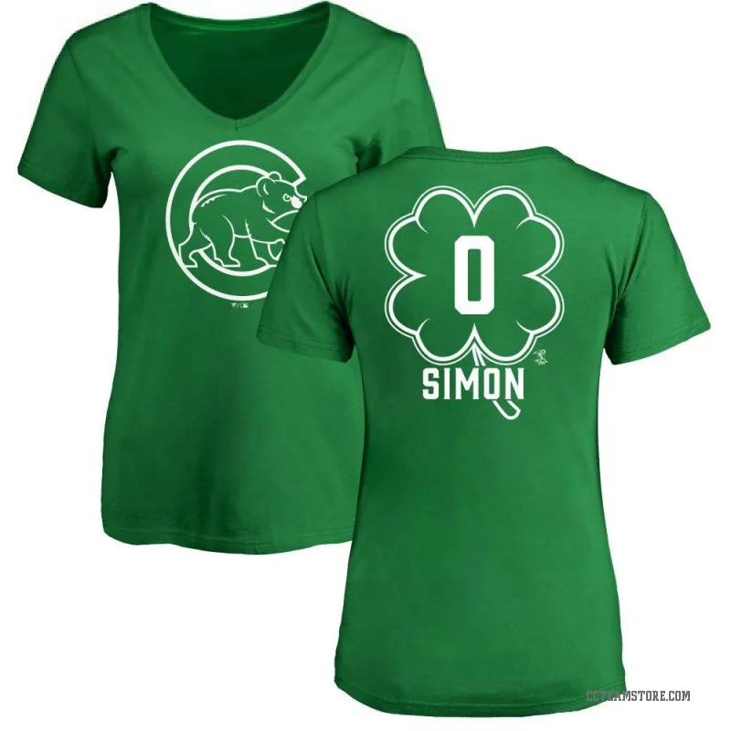 Ronny Oliver Simon Women's Green Chicago Cubs Dubliner V-Neck T-Shirt - Kelly