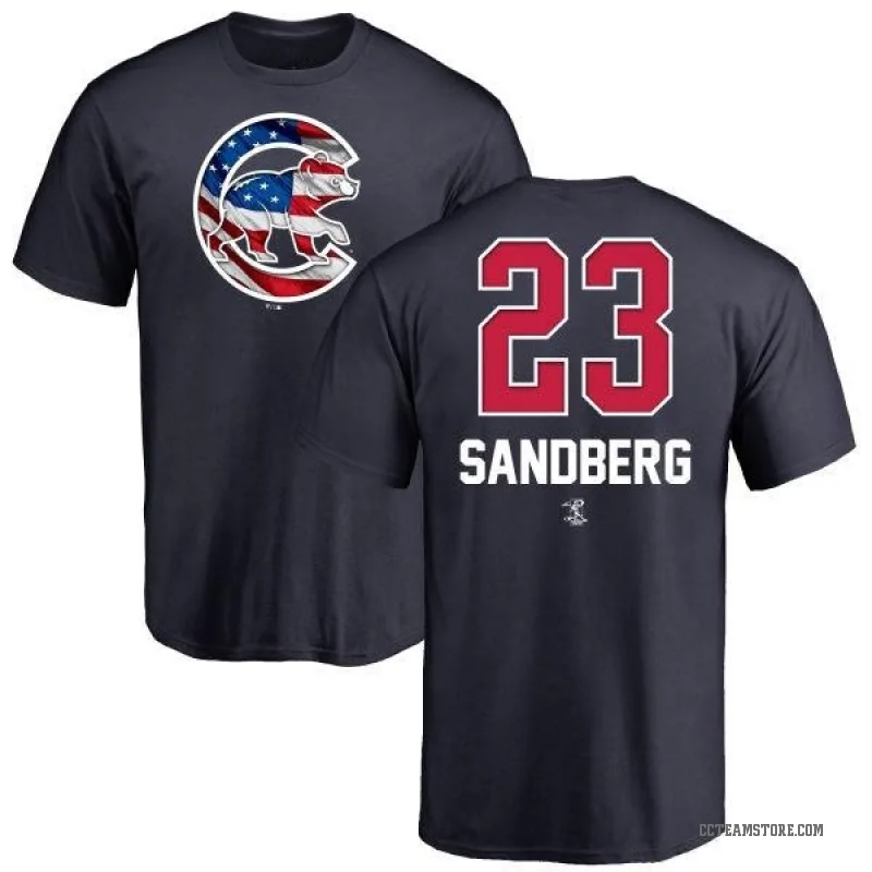 Ryne Sandberg Men's Navy Chicago Cubs Name and Number Banner Wave T-Shirt -