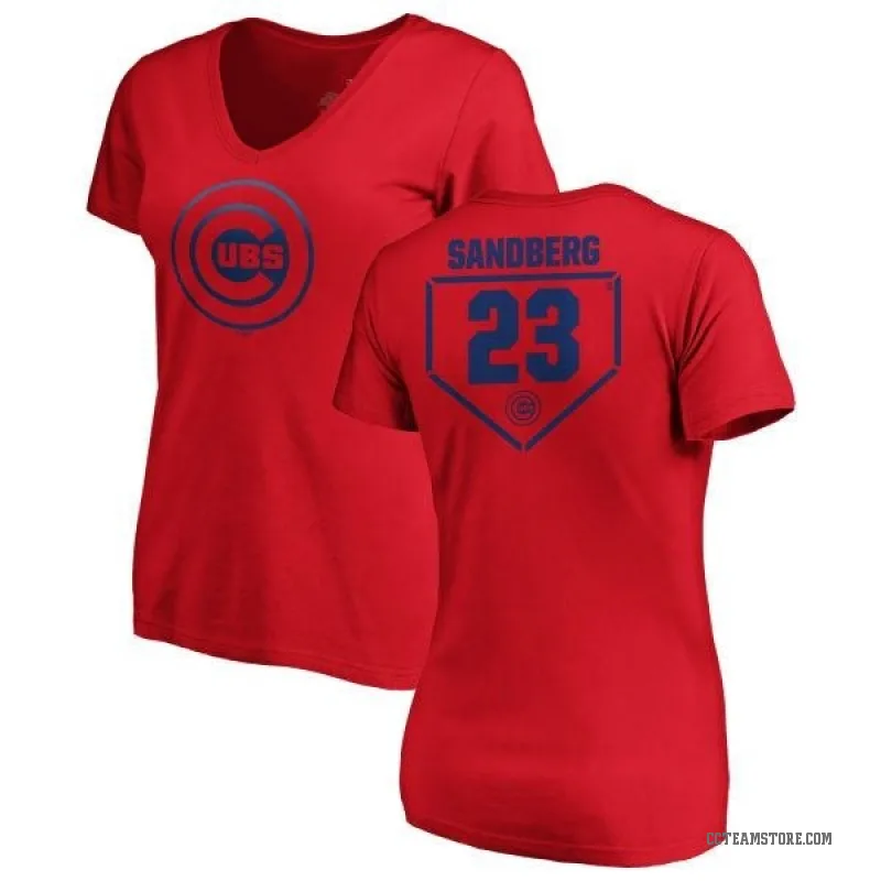 Ryne Sandberg Women's Red Chicago Cubs RBI Slim Fit V-Neck T-Shirt -