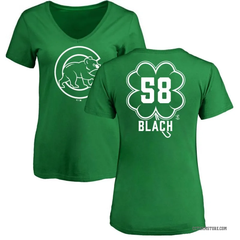 Ty Blach Women's Green Chicago Cubs Dubliner V-Neck T-Shirt - Kelly