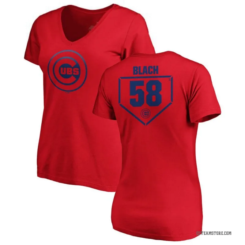 Ty Blach Women's Red Chicago Cubs RBI Slim Fit V-Neck T-Shirt -