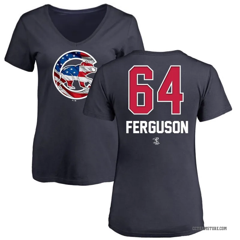 Tyler Ferguson Women's Navy Chicago Cubs Name and Number Banner Wave V-Neck T-Shirt -